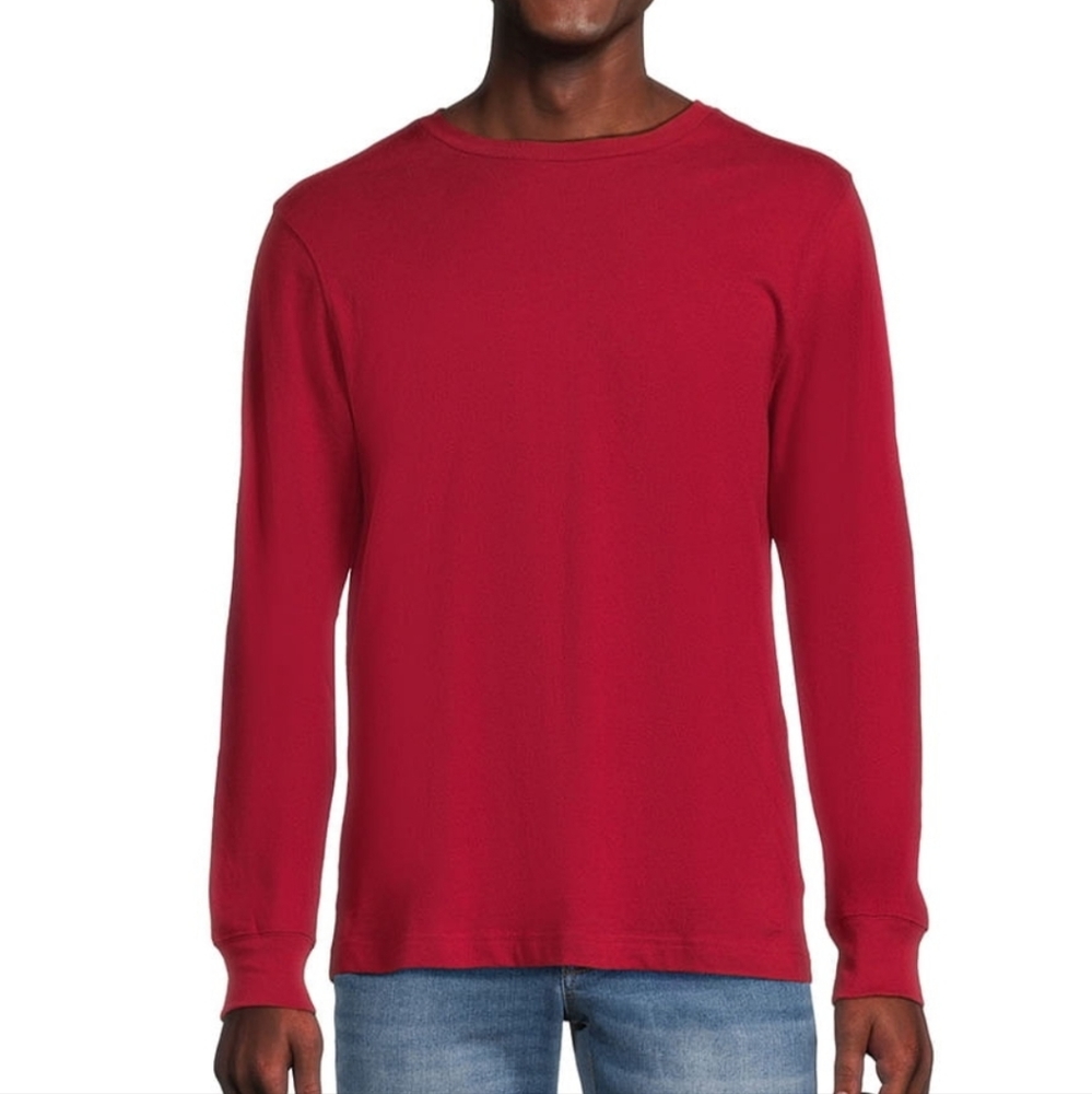 George Men's Crewneck Tee with Long Sleeves, Sizes S Color Red NWT